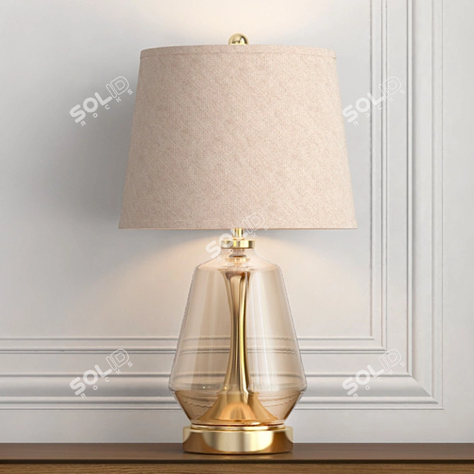 Amber Glass Brass Accent Table Lamp 3D model image 1