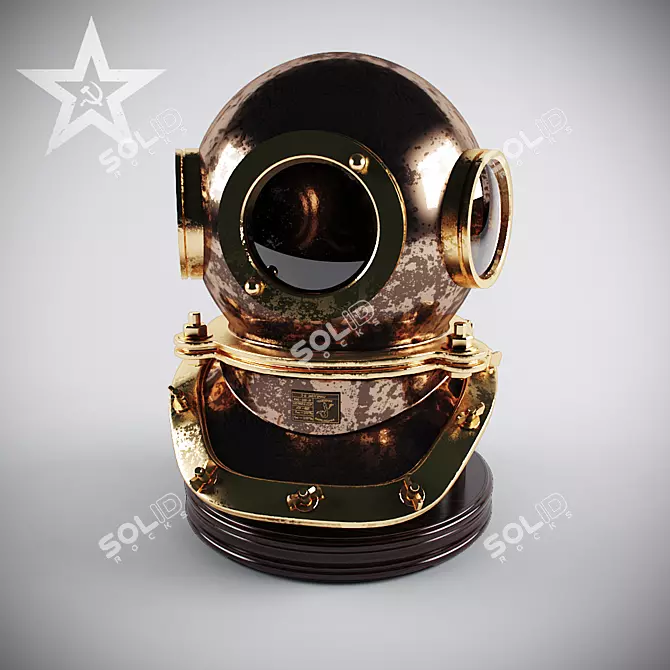 Retro Soviet Diving Helmet 3D model image 1