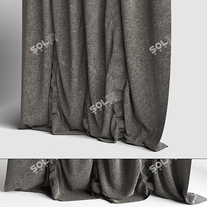 Elegant Gray Curtains 3D model image 2