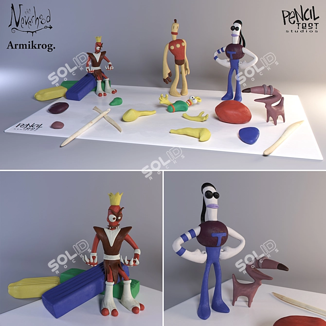 Handcrafted Clay Game Characters 3D model image 1