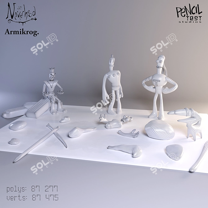 Handcrafted Clay Game Characters 3D model image 2