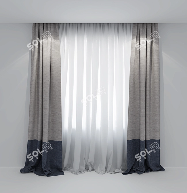 Elegant Drapery: Designer Curtains 3D model image 1