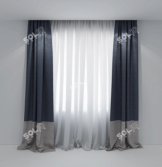 Elegant Drapery: Designer Curtains 3D model image 2