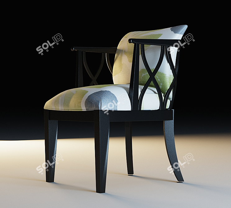 Elegantly Carved Wooden Chairs 3D model image 2