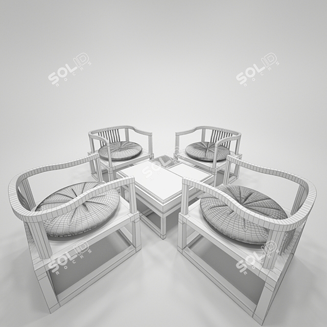Elegant Bamboo Chinese Chair 3D model image 3