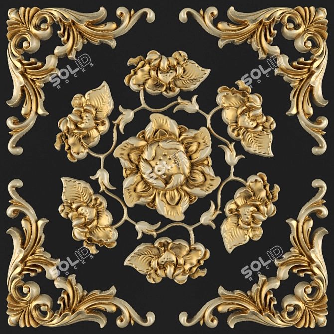 Elegant Ceiling Stucco 3D model image 1