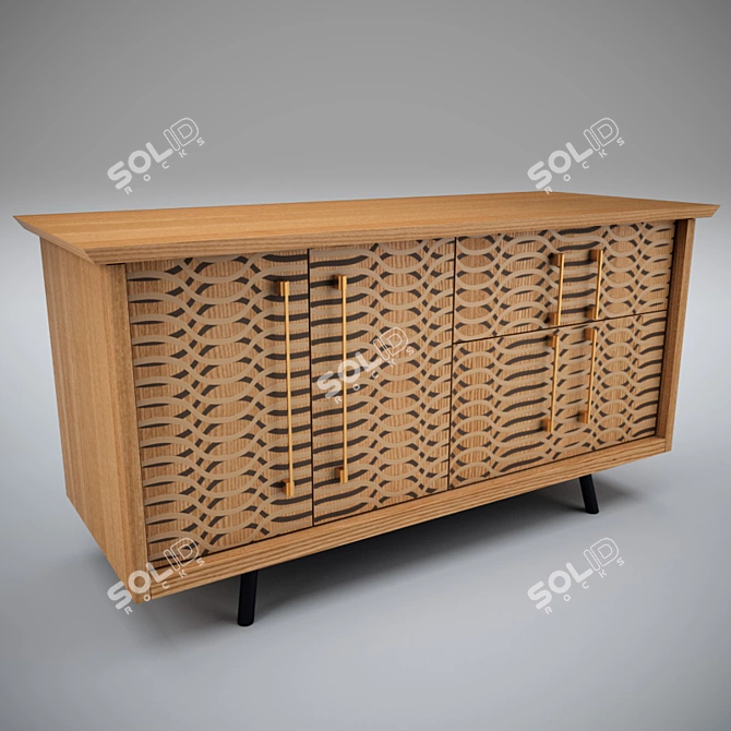 Wave Print Sideboard: A Graphic Fusion 3D model image 1