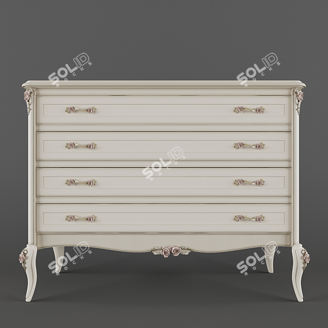 Elegant French Chest of Drawers 3D model image 1