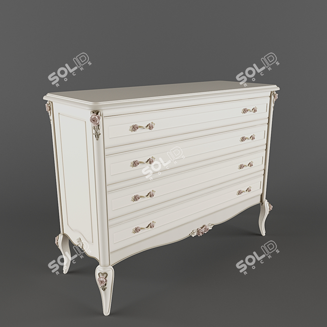 Elegant French Chest of Drawers 3D model image 2