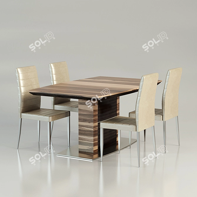 Modern Dining Set 3D model image 1