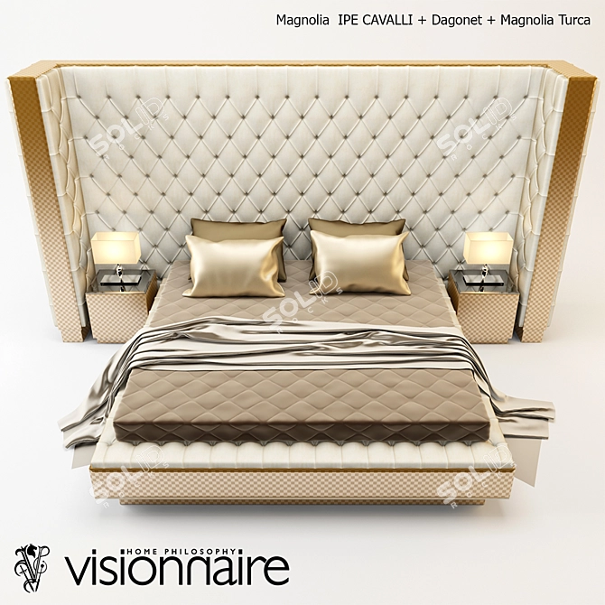 Elegant Visionnaire Magnolia Bed 3D model image 1