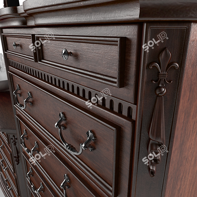 Title: Classic Twin Dressers with Mirror 3D model image 2