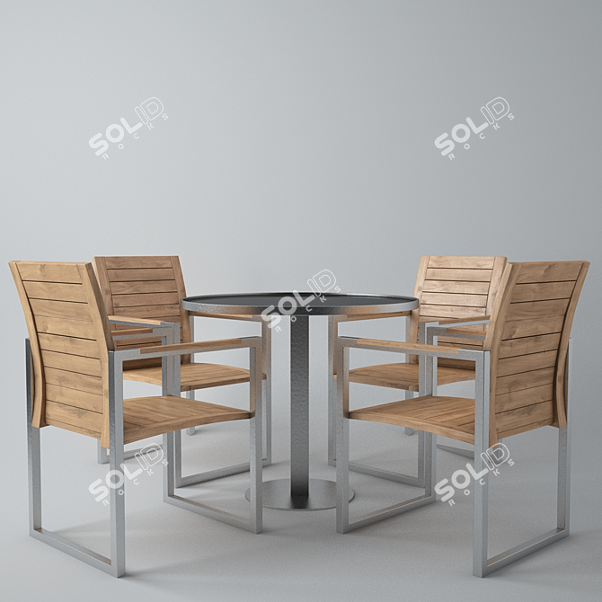 Royal Botania Outdoor Table & Chair Set 3D model image 1