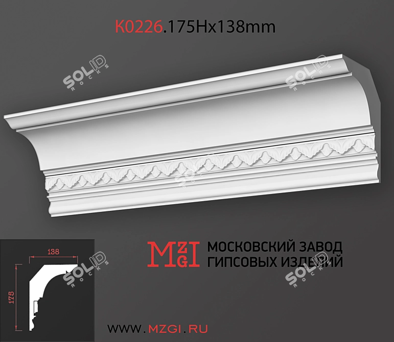 Elegant Patterned Plaster Cornices 3D model image 1