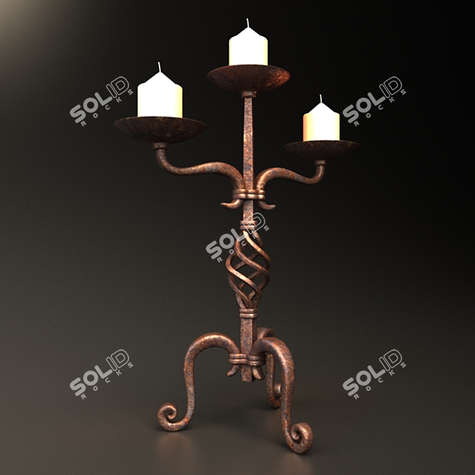 Elegant Iron Twist Candle Holder 3D model image 3