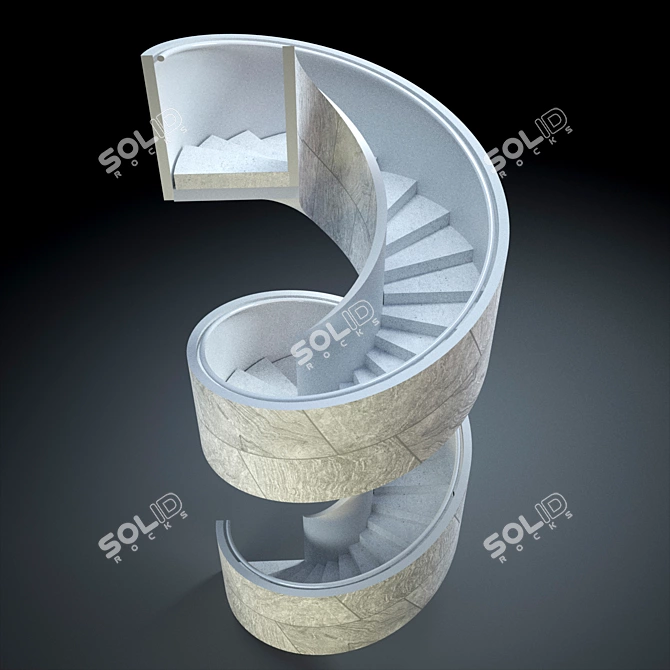 Spiral Stair with Unwrapped UVW 3D model image 3