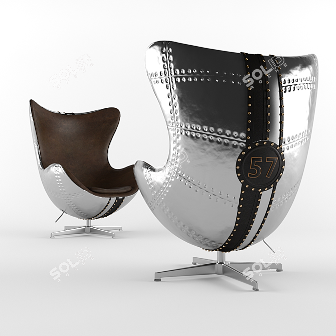 Spitfire Chair: Sleek Aluminum and Leather Jump Seat 3D model image 1