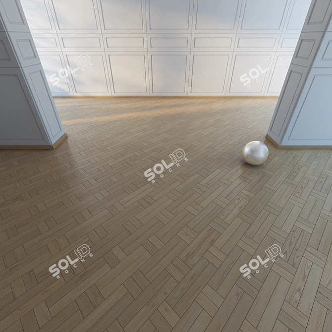 Swedish Twist: Ash & Walnut Parquet 3D model image 2