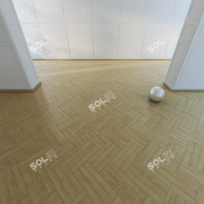 Title: Maple and Oak Triple Herringbone Parquet 3D model image 2