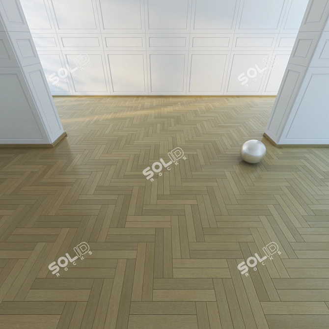 Versatile Parquet Flooring: Double Herringbone Pattern in Oak and Walnut 3D model image 2
