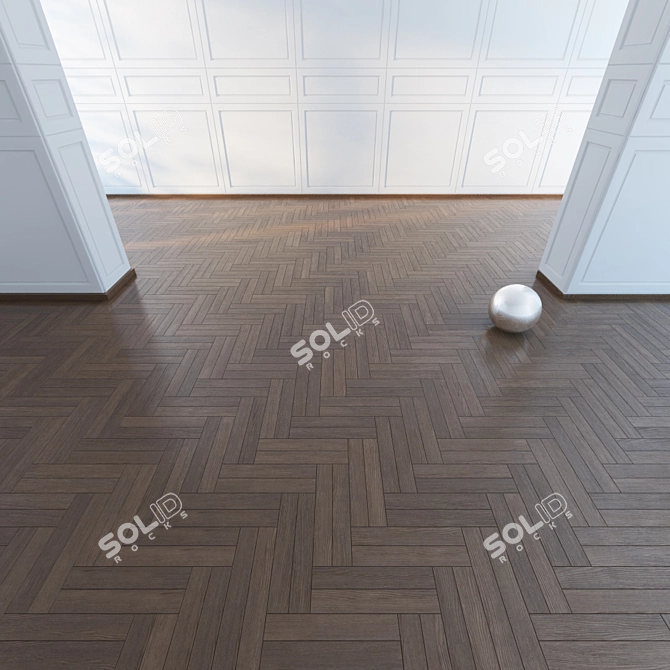 Versatile Parquet Flooring: Double Herringbone Pattern in Oak and Walnut 3D model image 3