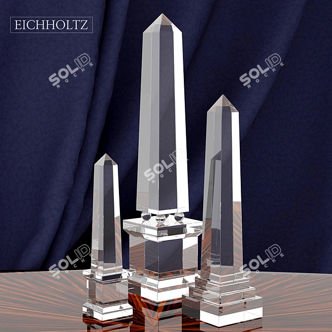 Elegant Crystal Obelisks Set 3D model image 1