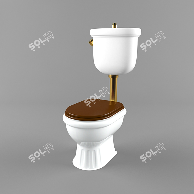 Retro White Floor Mount Toilet 3D model image 1