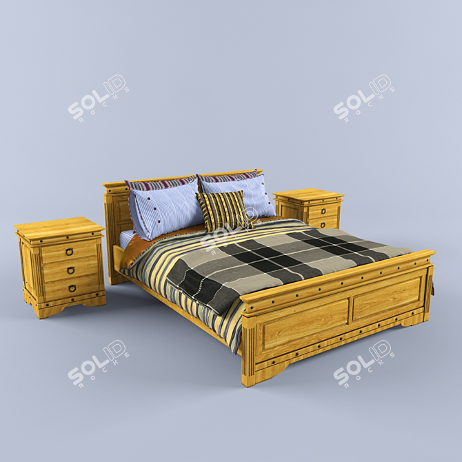 Viking 01 Double Bed 3D model image 1