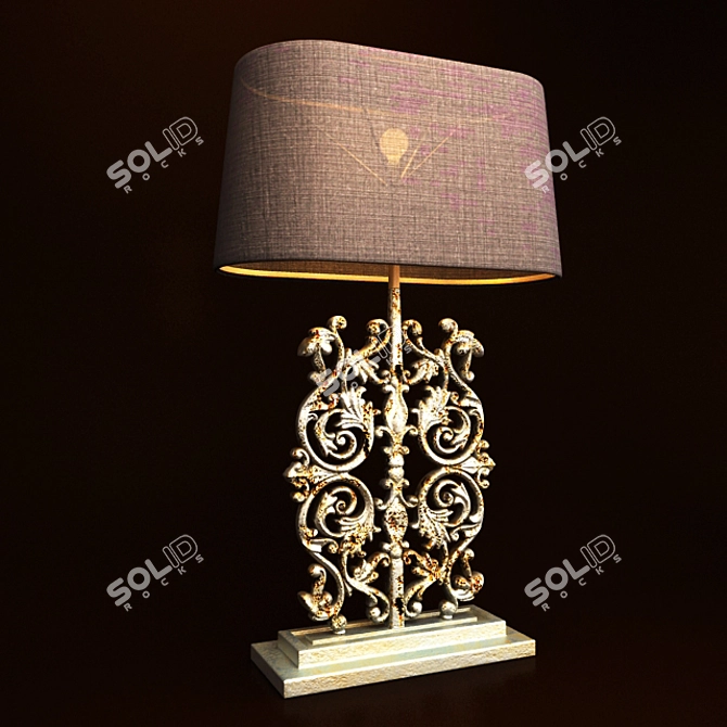 Antique Metal Table Lamp 3D model image 1