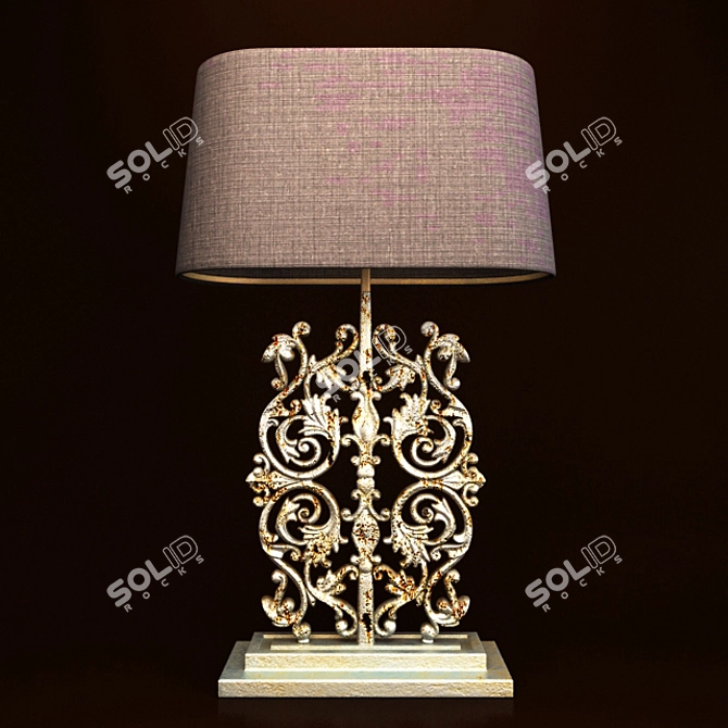 Antique Metal Table Lamp 3D model image 2