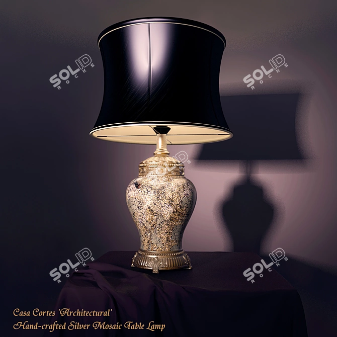 Silver Mosaic Table Lamp - Handcrafted Architectural Design 3D model image 1