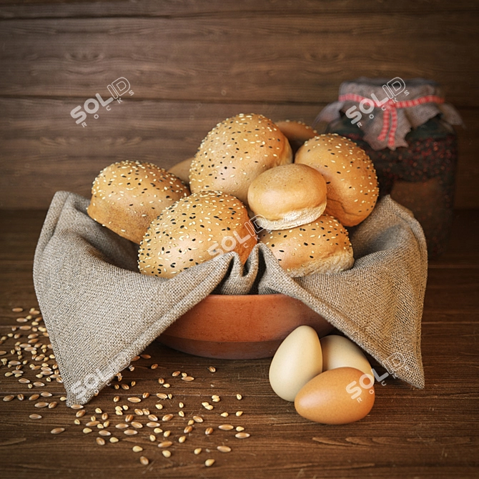 Title: Mini Bun Rolls - Perfect for Any Occasion 3D model image 1