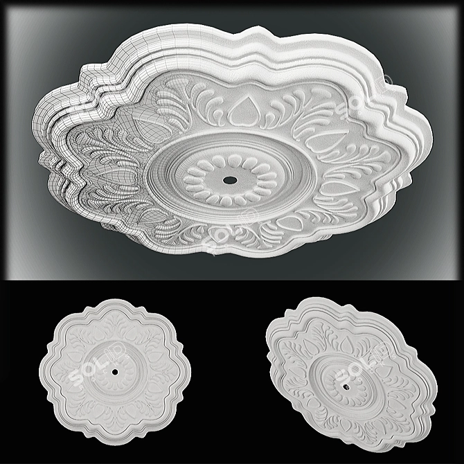 Elegant Gypsum Ceiling Ornament 3D model image 1