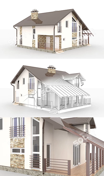 Cozy Cottage 3D Model 3D model image 1