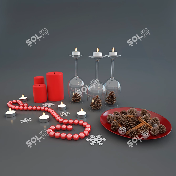 Festive Christmas Decorations 3D model image 1
