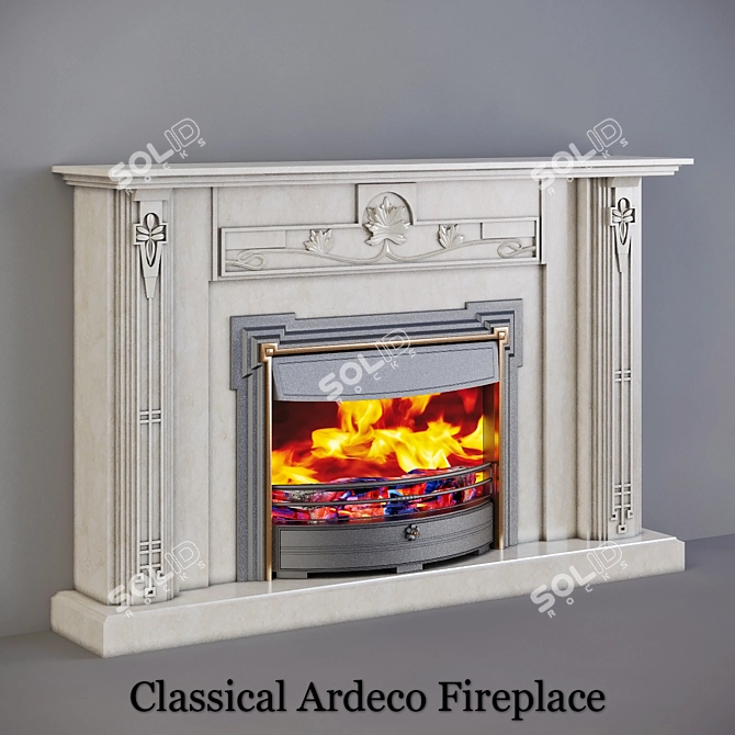 Marble Art Deco Fireplace 3D model image 1