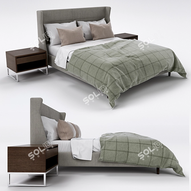 Soft Marvel Bed: Elegant 3D Design 3D model image 1