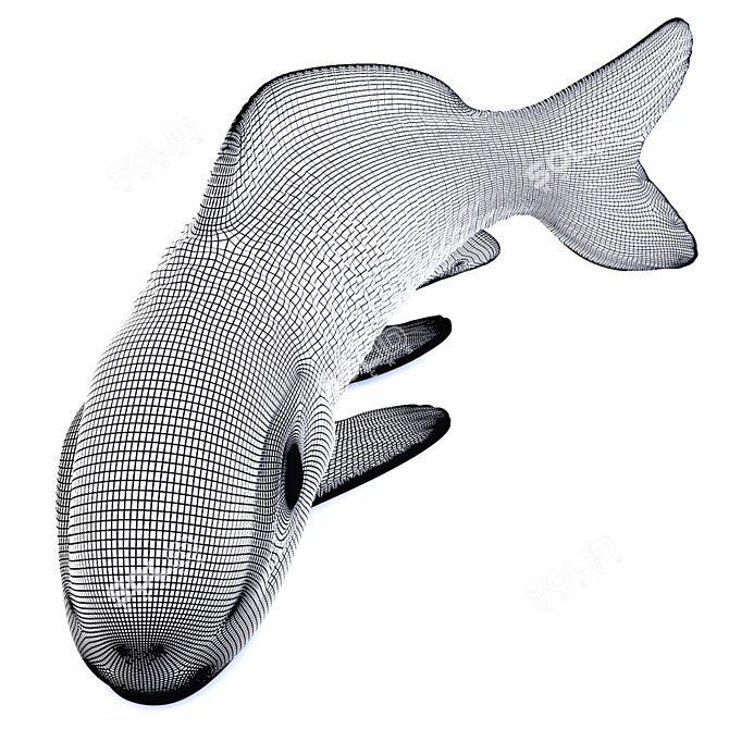 Elegant Carp Sculpture 3D model image 3