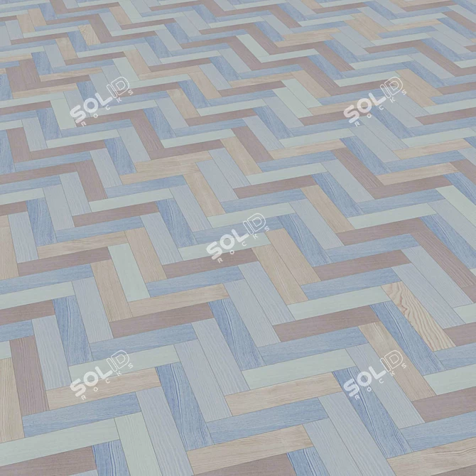 Elegant Oak Parquet Flooring 3D model image 1