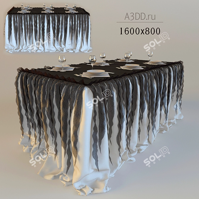 Festive Tablecloth & Dinnerware 3D model image 1