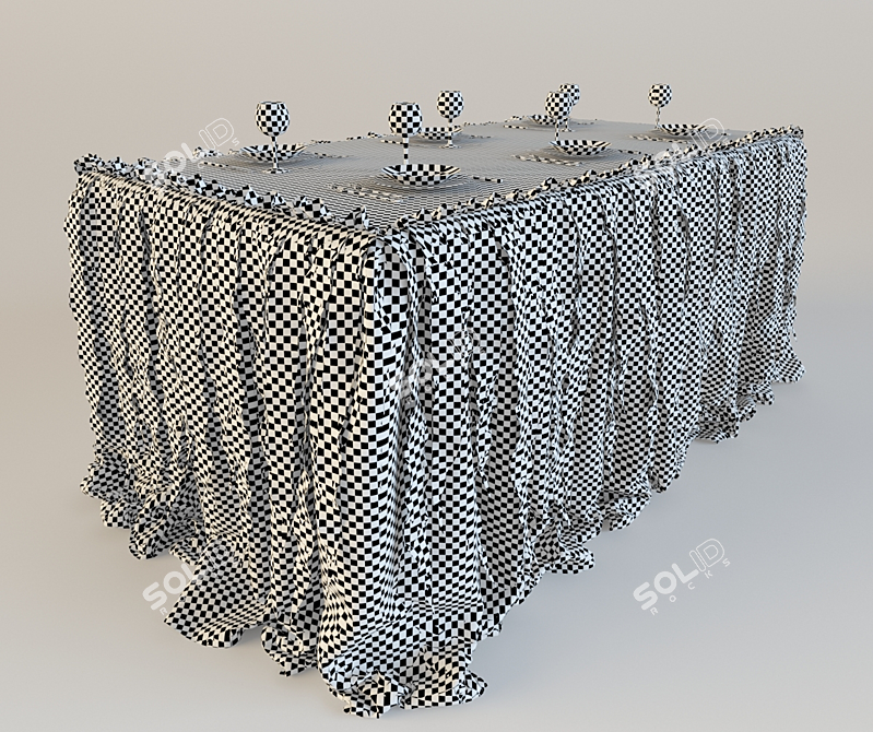 Festive Tablecloth & Dinnerware 3D model image 3