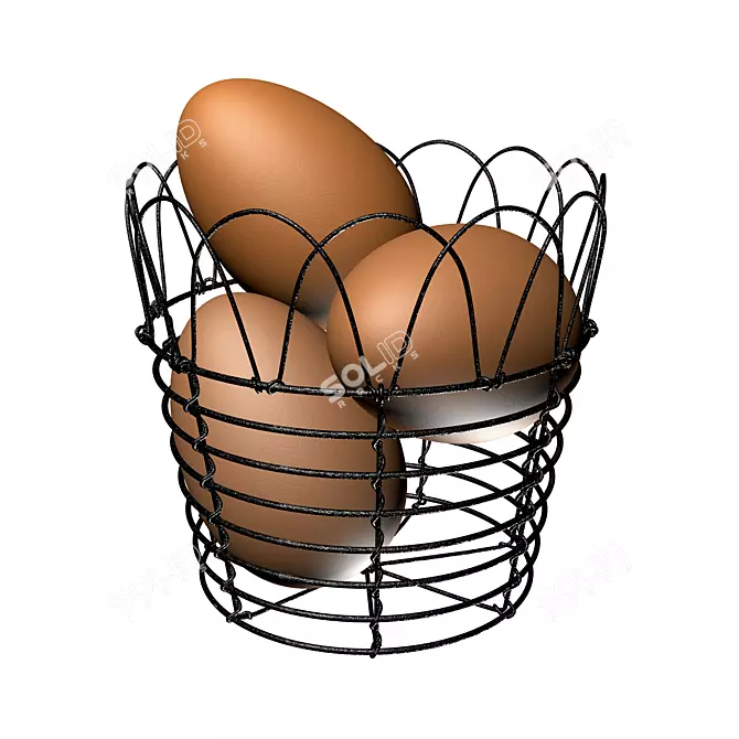 Title (English): Basket of Fresh Eggs 3D model image 1