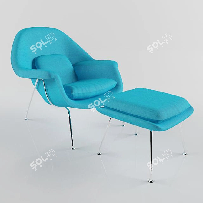 Elegant Comfort: Womb Chair & Ottoman 3D model image 1