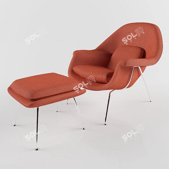 Elegant Comfort: Womb Chair & Ottoman 3D model image 2