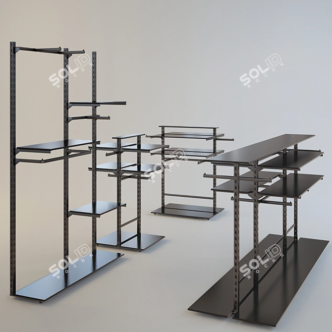 Fashion Rack: Stylish Boutique Clothing Display 3D model image 1