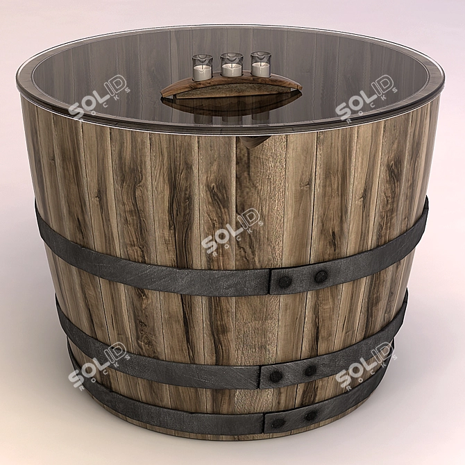 Rustic Wine Barrel Coffee Table 3D model image 2