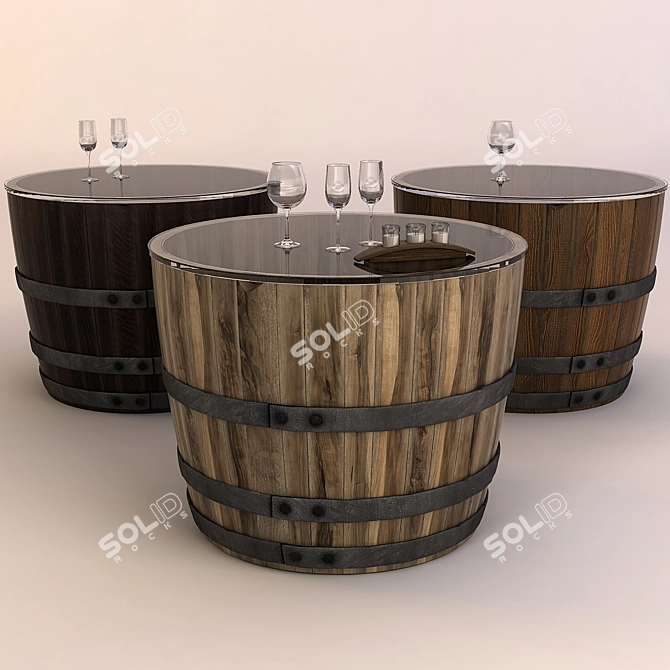 Rustic Wine Barrel Coffee Table 3D model image 3