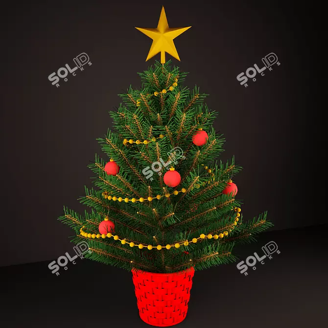 Festive Tabletop Christmas Tree 3D model image 1