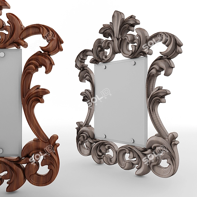 Elegant Carved Frame Mirror 3D model image 1