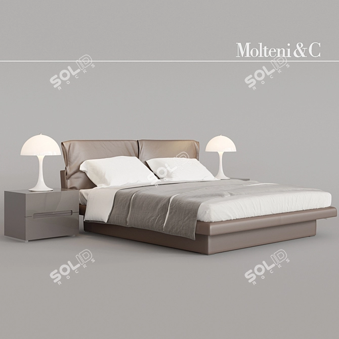 Majestic Honey Wood Bed 3D model image 2